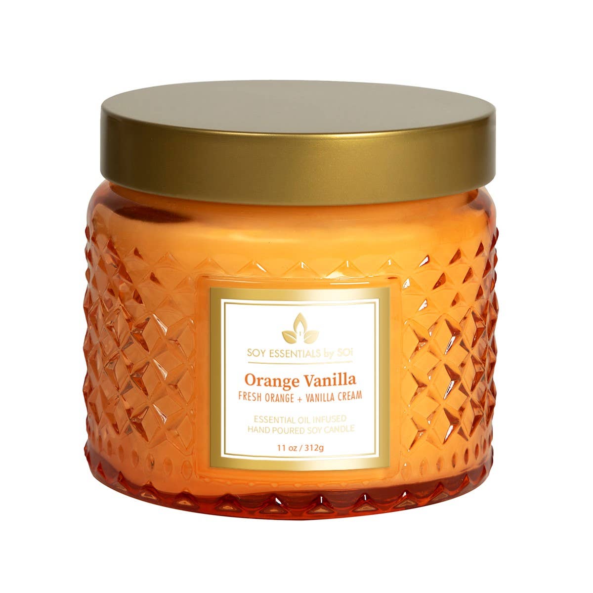 Vanilla Orange 11oz Faceted Glass Jar Soy Candle
