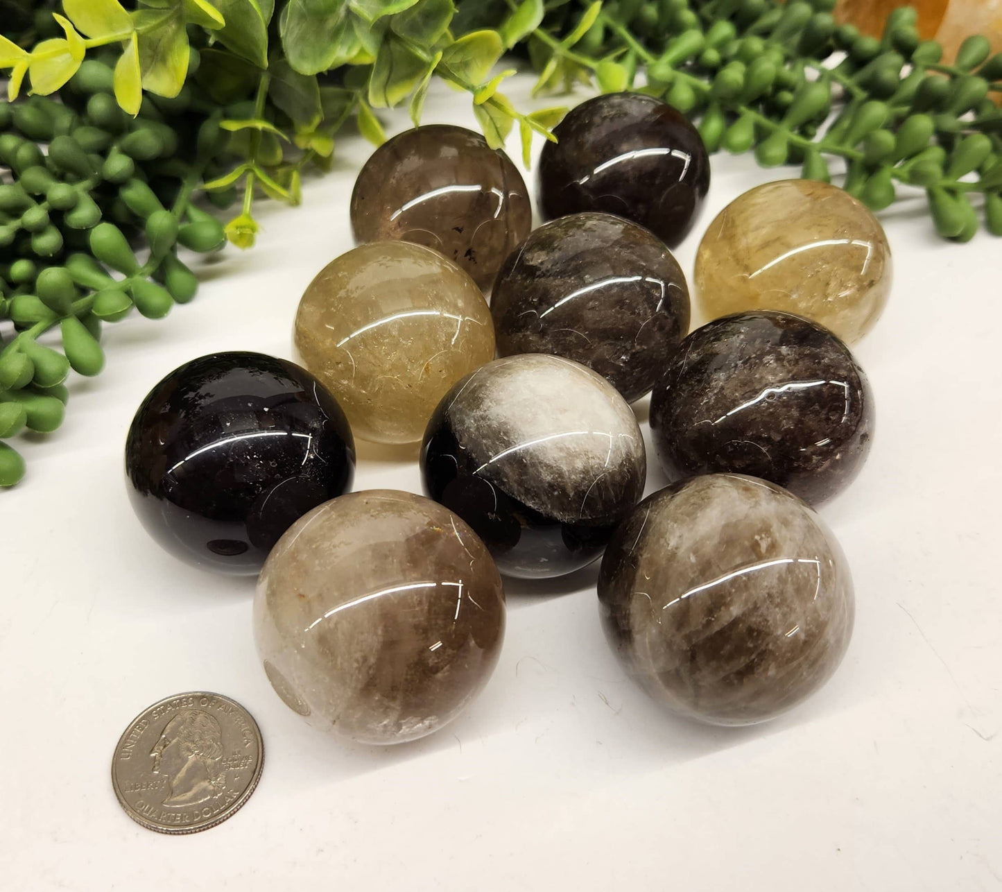 Smoky Quartz Gemstone Spheres - 40mm