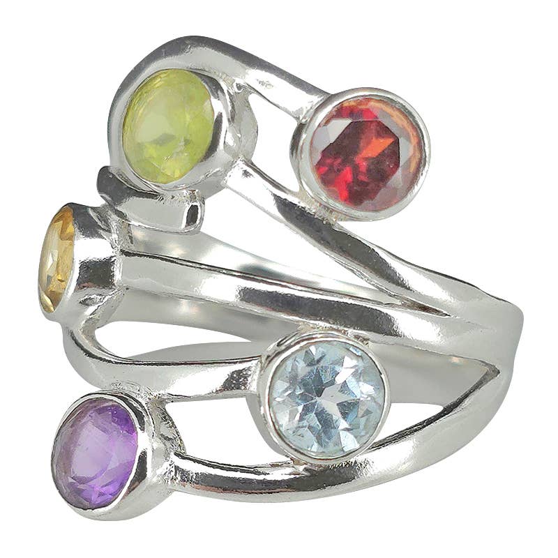 Faceted Multi Gemstone Ring: 9