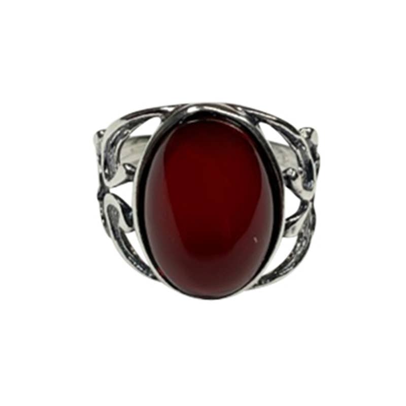 Cherry Amber Sterling Silver Ring : 8