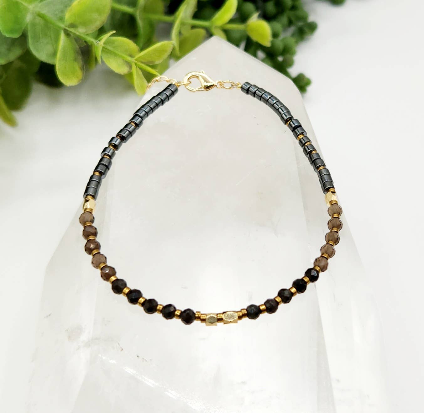 Obsidian/Smoky Quartz/Hematite Bracelet