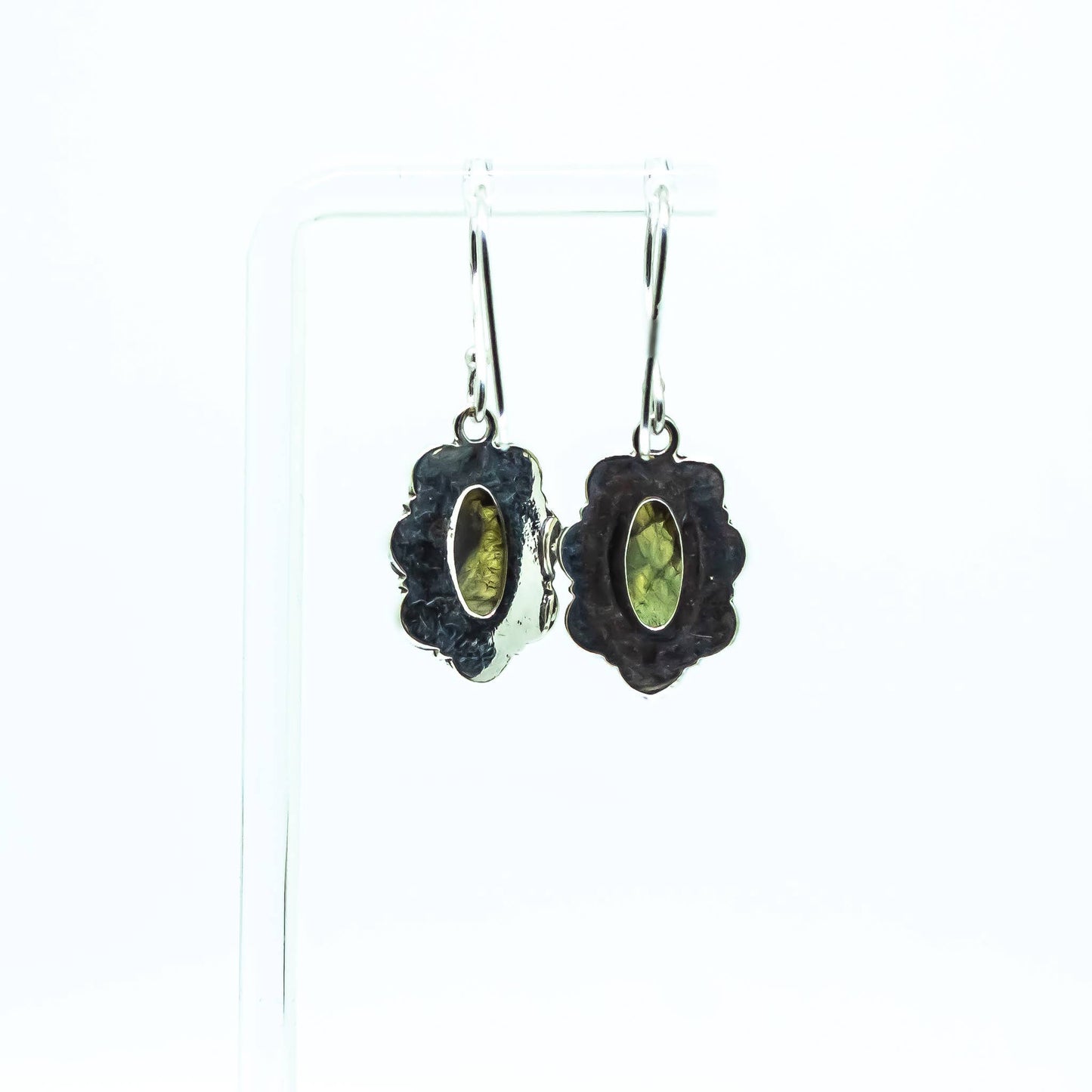 Labradorite Gemstone Brass Silver Dangling Earrings