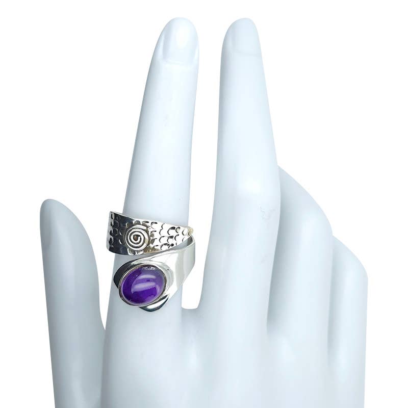 Amethyst Sterling Silver Adjustable Ring