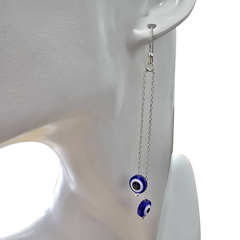 Evil Eye Glass Dangle Earrings