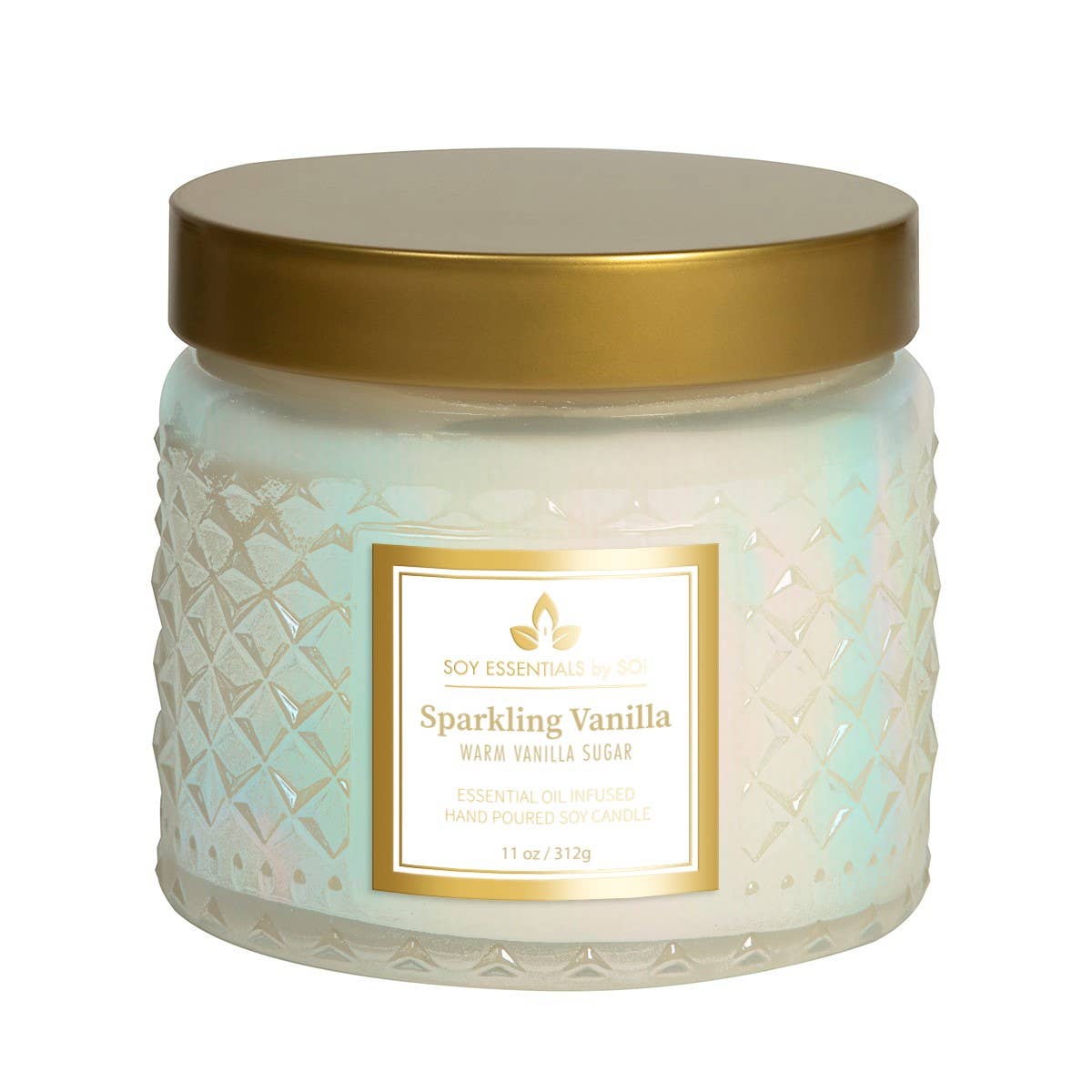 Sparkling Vanilla  11oz Faceted Glass Jar Soy Candle
