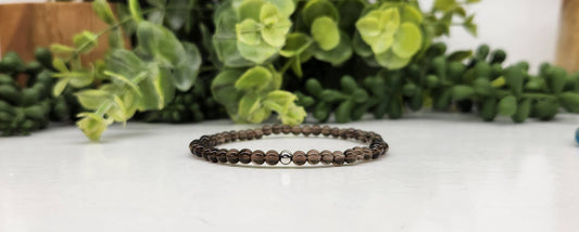 Smoky Quartz Stretchable Bracelet 4MM Beads - 7.5" Long