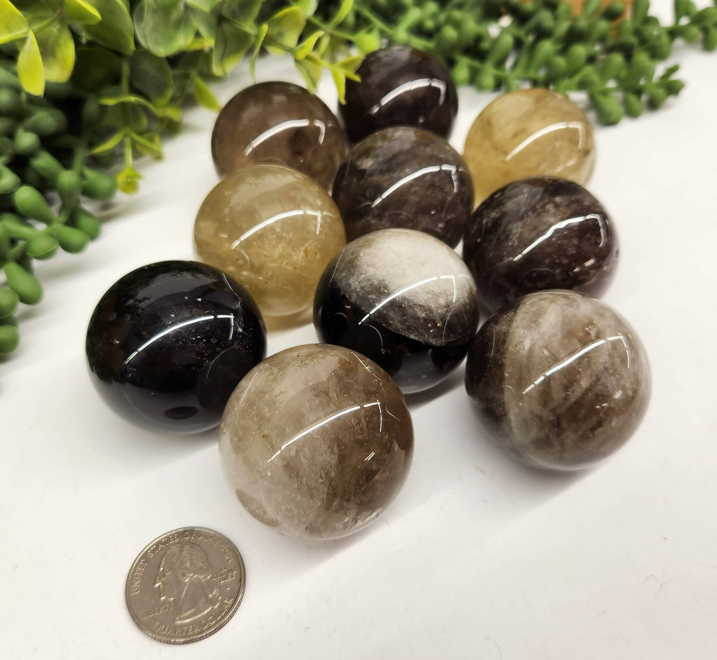 Smoky Quartz Gemstone Spheres - 40mm