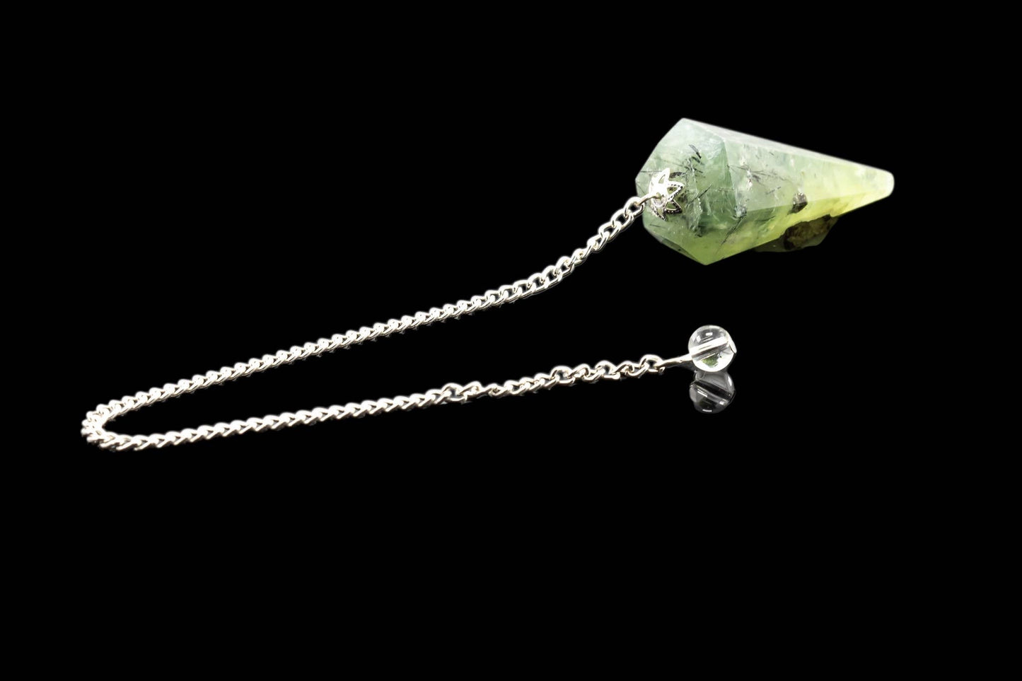 Prehnite Gemstone Pendulum Silver Color Chain