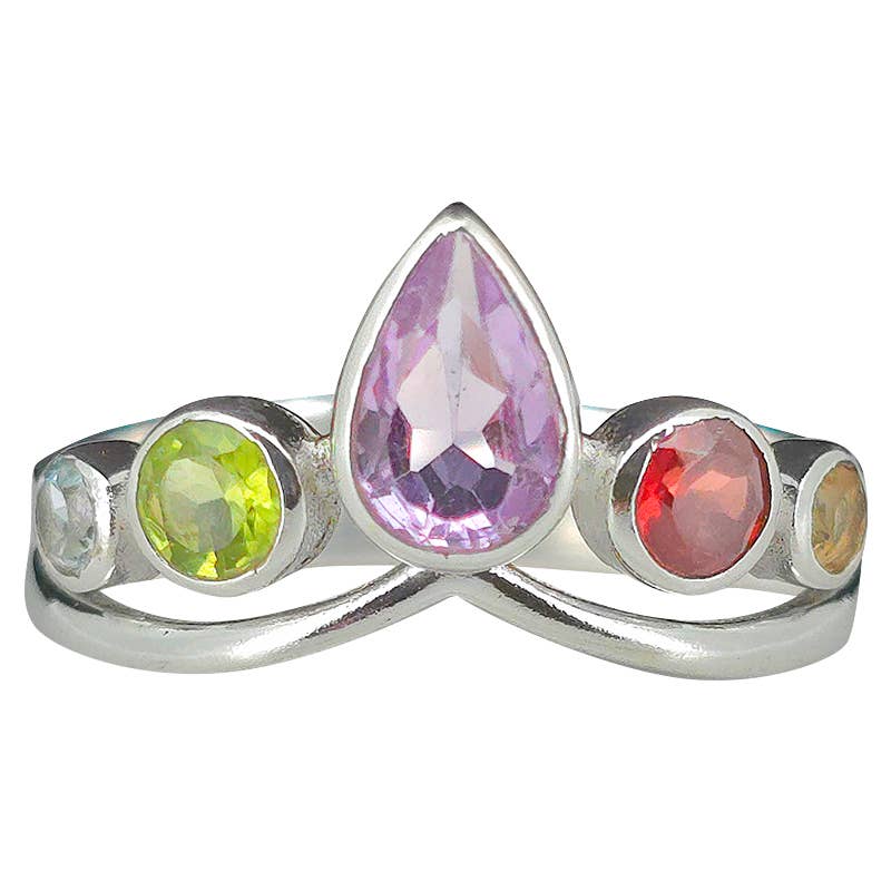 Faceted Multi Gemstone Ring: 9