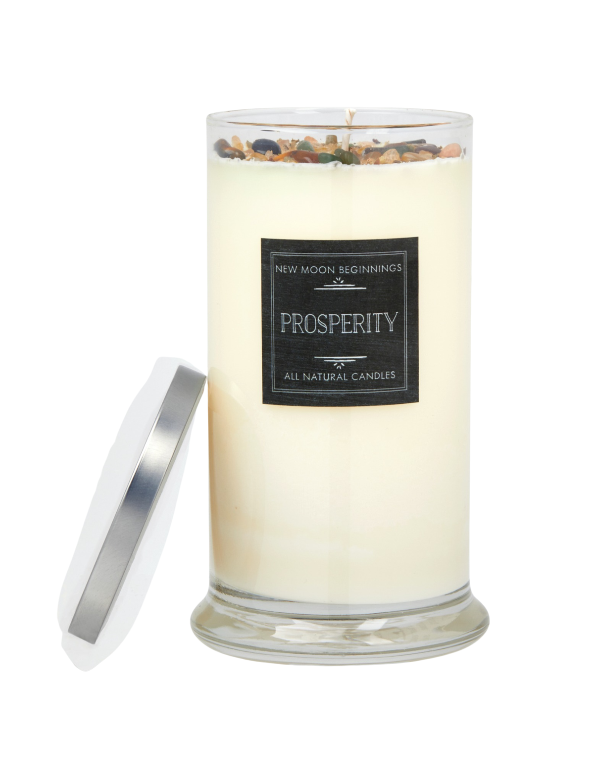 Prosperity Candle - Soy Candles - Herb & Crystal Candle: 8oz Round Tin