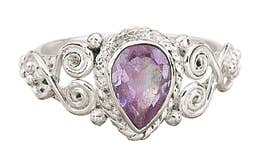 Amethyst and Sterling Silver Spiral Ring: 7