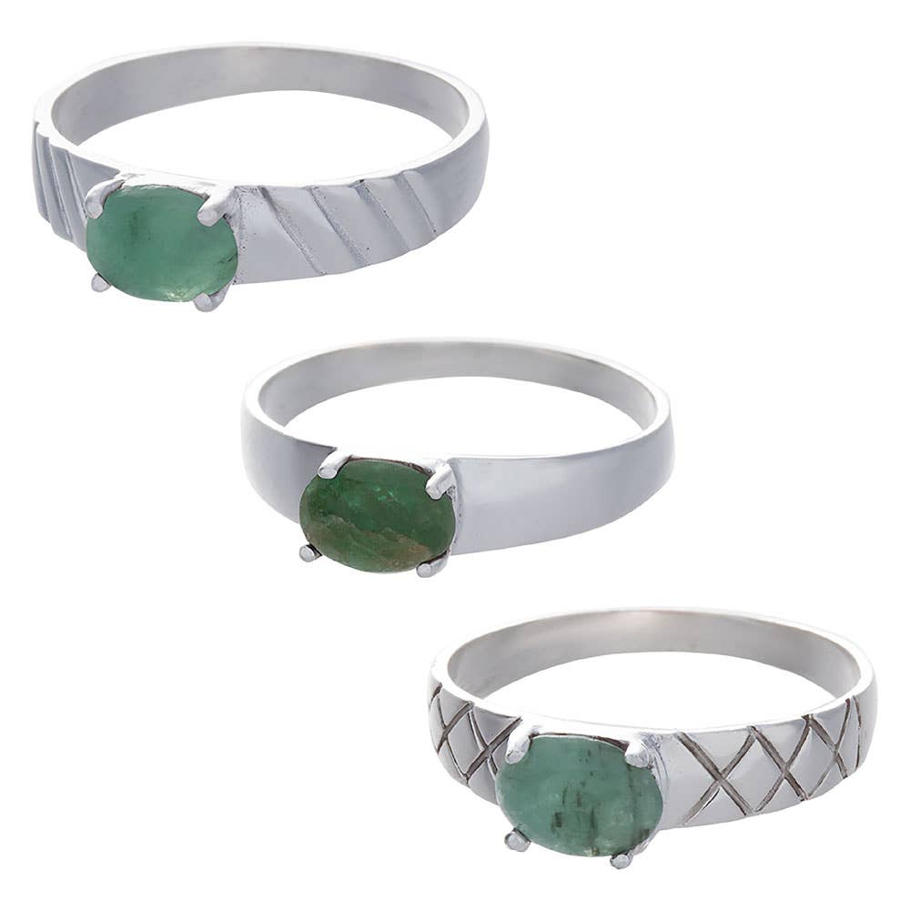 Emerald Cab Assorted Band Ring: 8