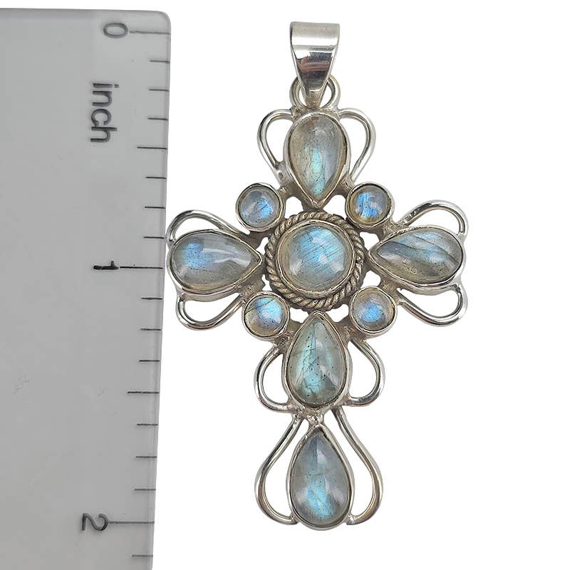 Labradorite Sterling Silver Cross Pendant