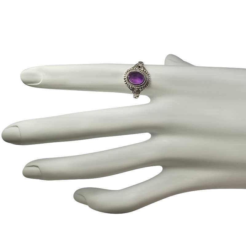 Amethyst Stone Sterling Silver Ring: 8