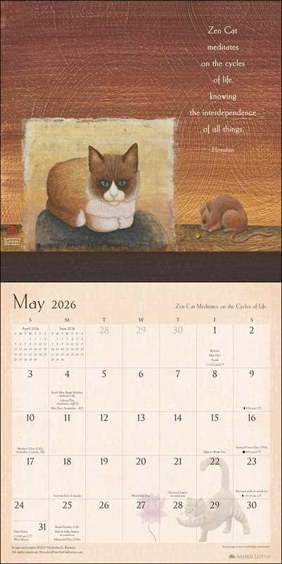Zen Cat 2026 Wall Calendar by Kirsten-Honshin  Nicholas: Calendar; 24 pages / English