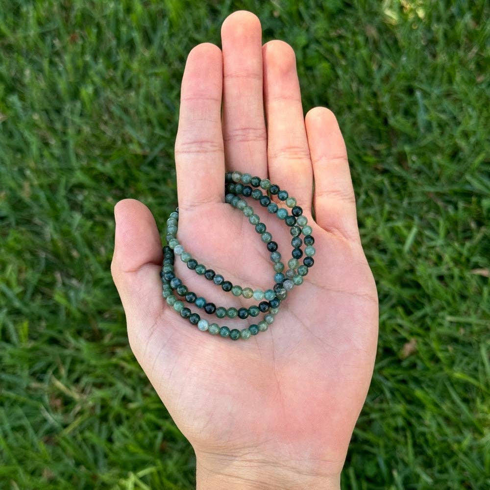 Moss Agate -Crystal Bracelet - 4mm