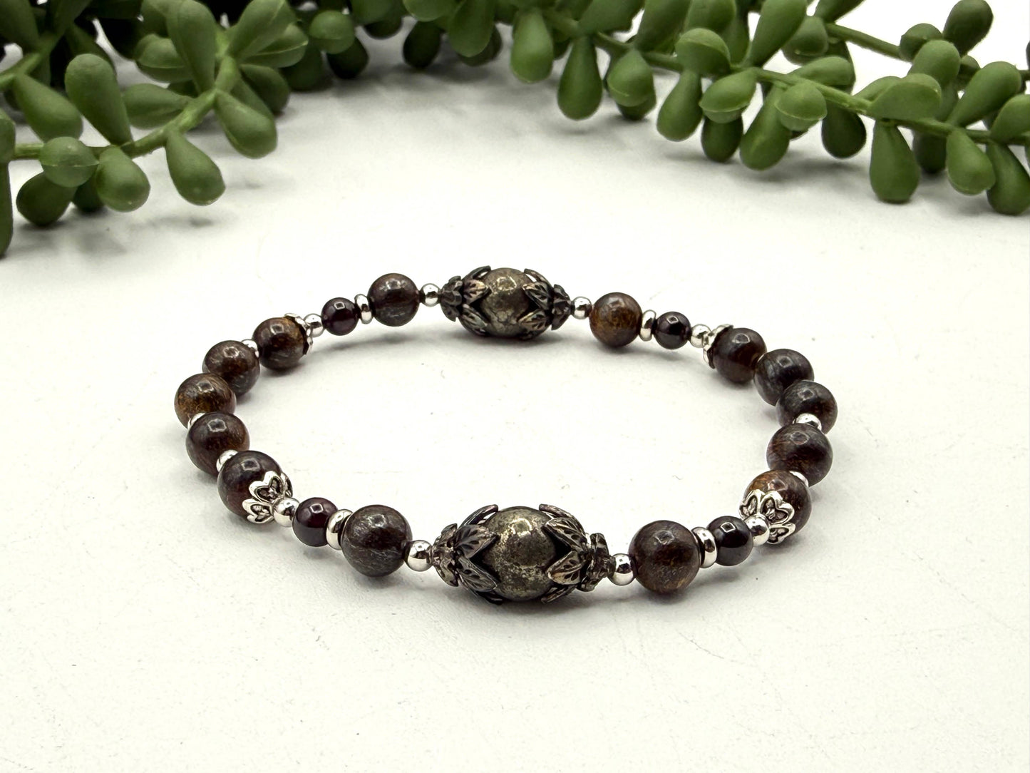 STAY IN MY POWER - Pyrite, Bronzite, Garnet  Bracelet