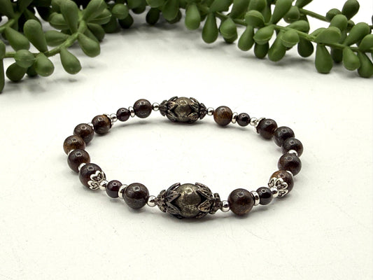 STAY IN MY POWER - Pyrite, Bronzite, Garnet  Bracelet