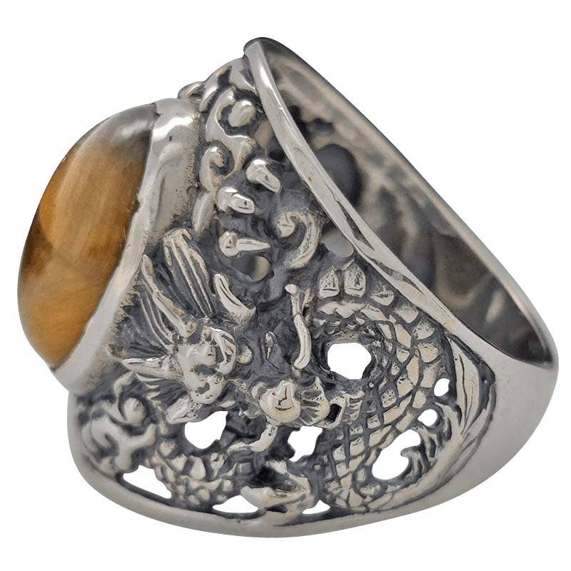 Dragon Tiger Eye Sterling Silver Ring