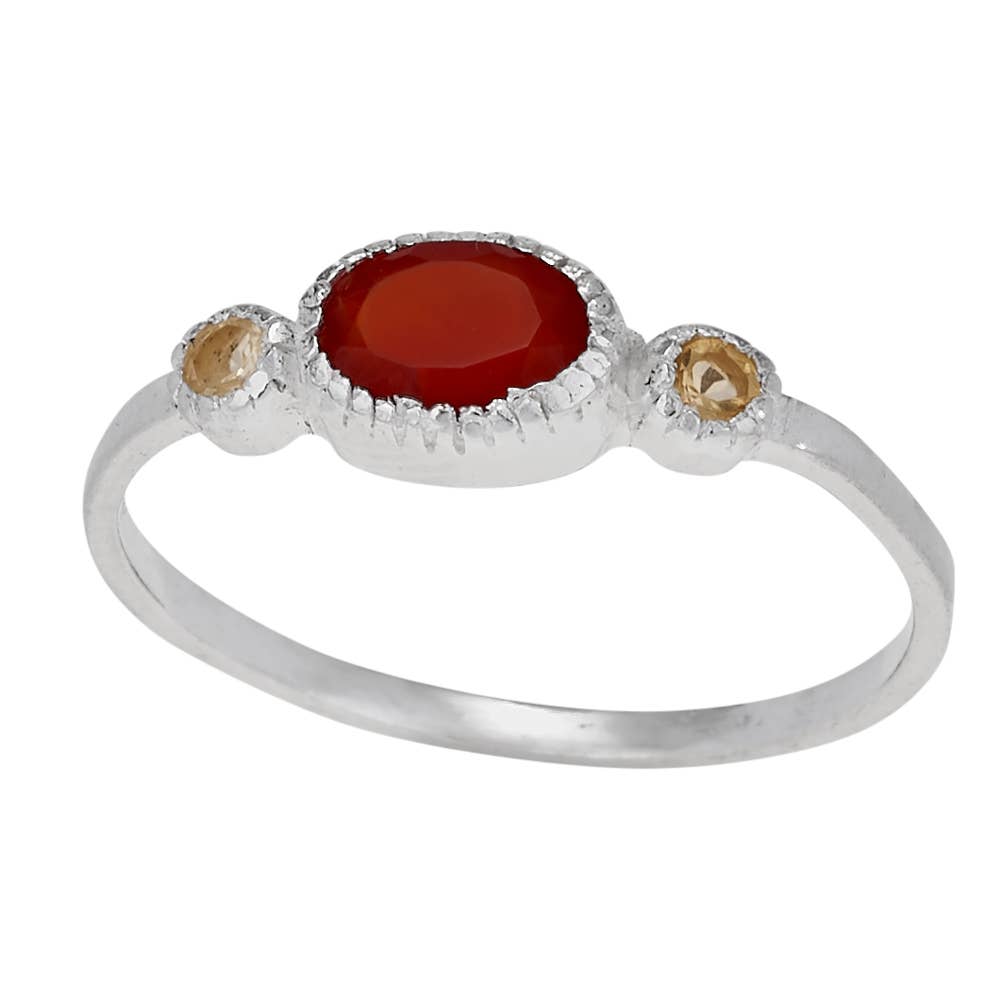 Carnelian With A Side Of Citrine Sterling Silver Ring: 7