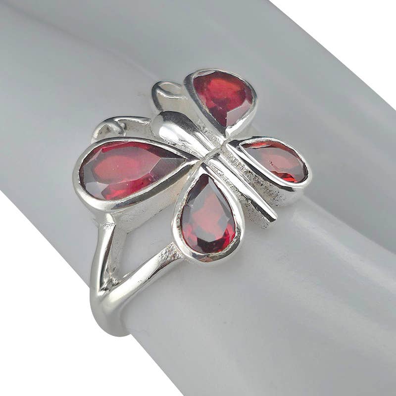 Faceted Garnet Butterfly Ring: 8
