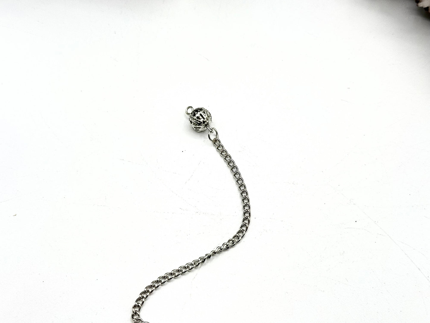 Yellow Tiger Eye Double Cap Pendulum with Silver Plate Chain