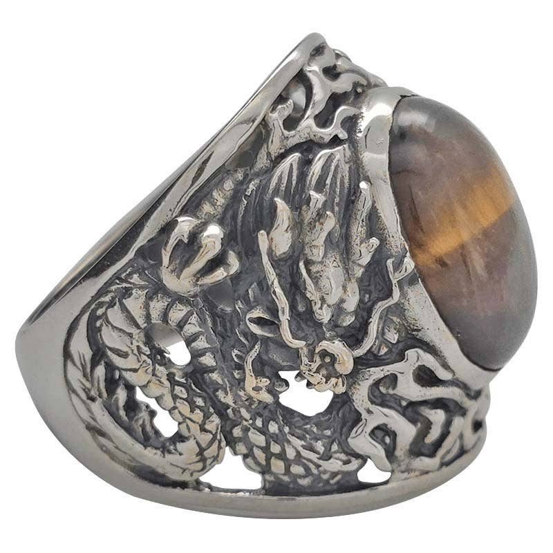 Dragon Tiger Eye Sterling Silver Ring