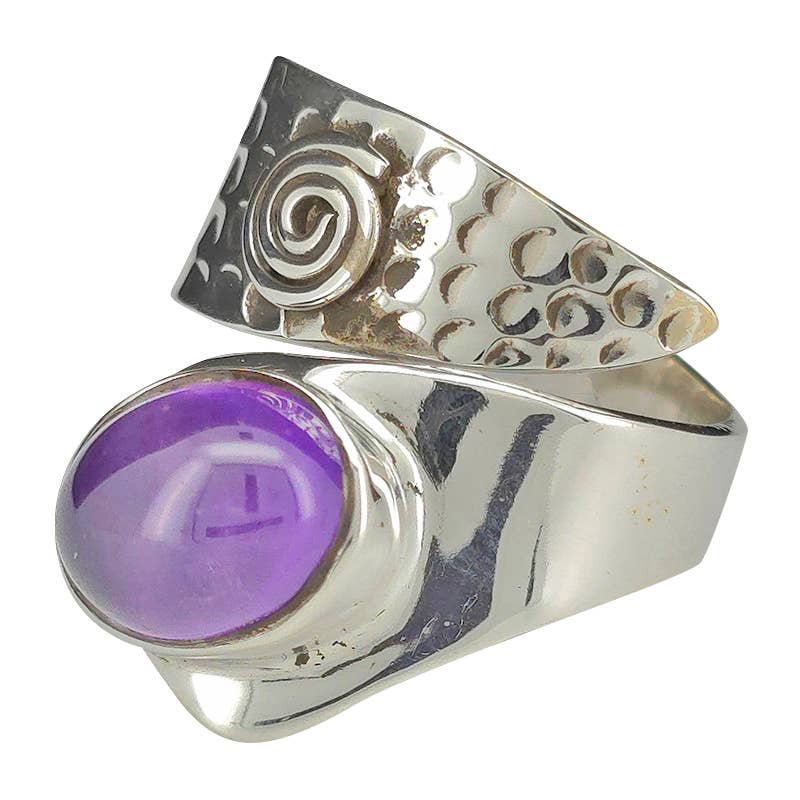Amethyst Sterling Silver Adjustable Ring