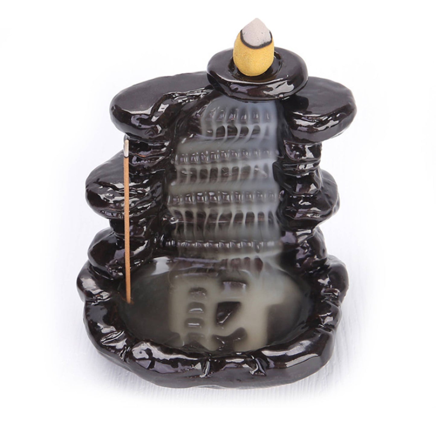 Ceramic Backflow Burner + Incense Holder: Peaceful Garden