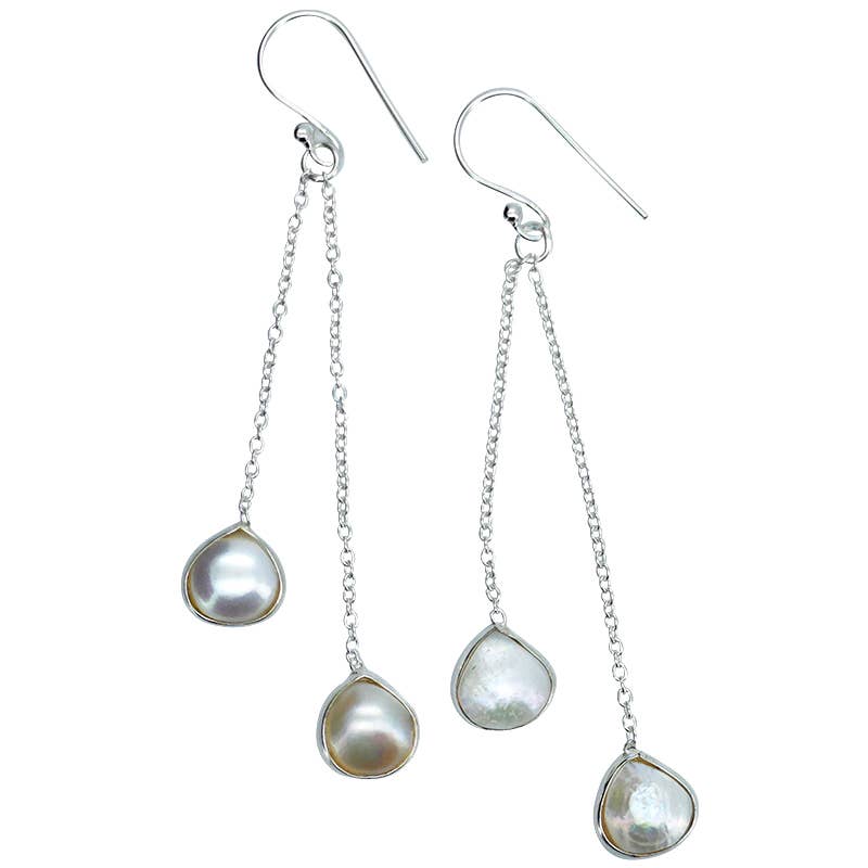 Pearl Sterling Silver Dangle Earrings