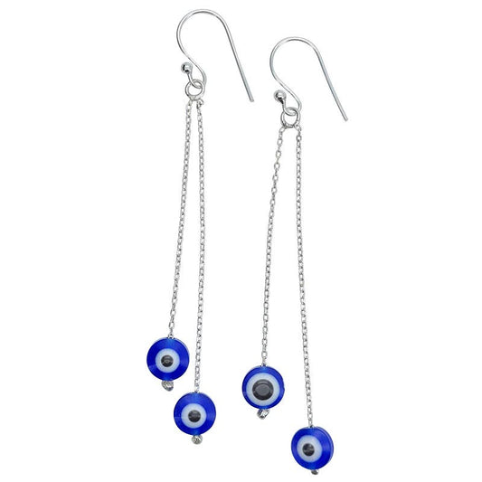 Evil Eye Glass Dangle Earrings