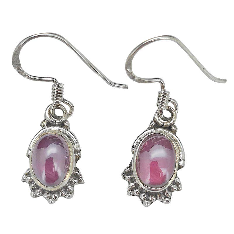Garnet Sterling Silver Earrings On Hooks
