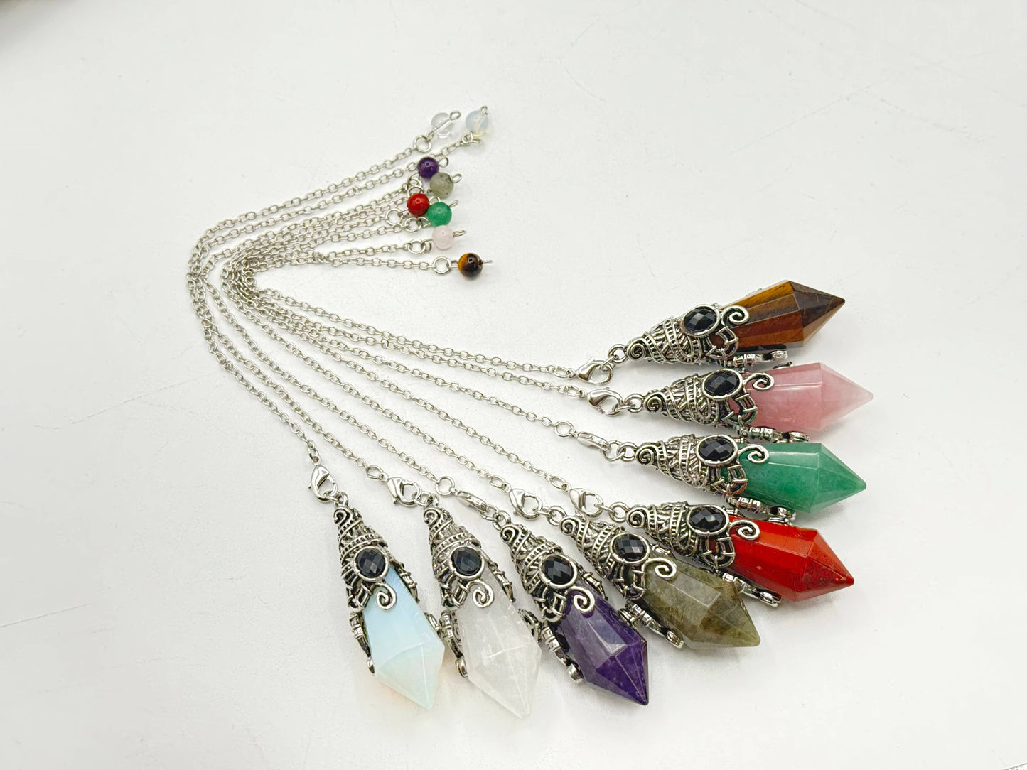 Tiger Eye 12 Faceted Antique Silver Detailing Pendulum