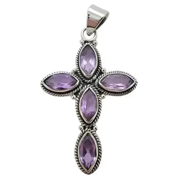 Amethyst Sterling Silver Cross Pendant