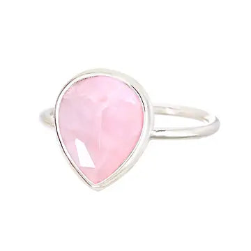 Rose Quartz Teardrop Ring - SF