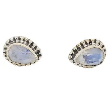 Faceted Moonstone Sterling Silver Stud Earrings