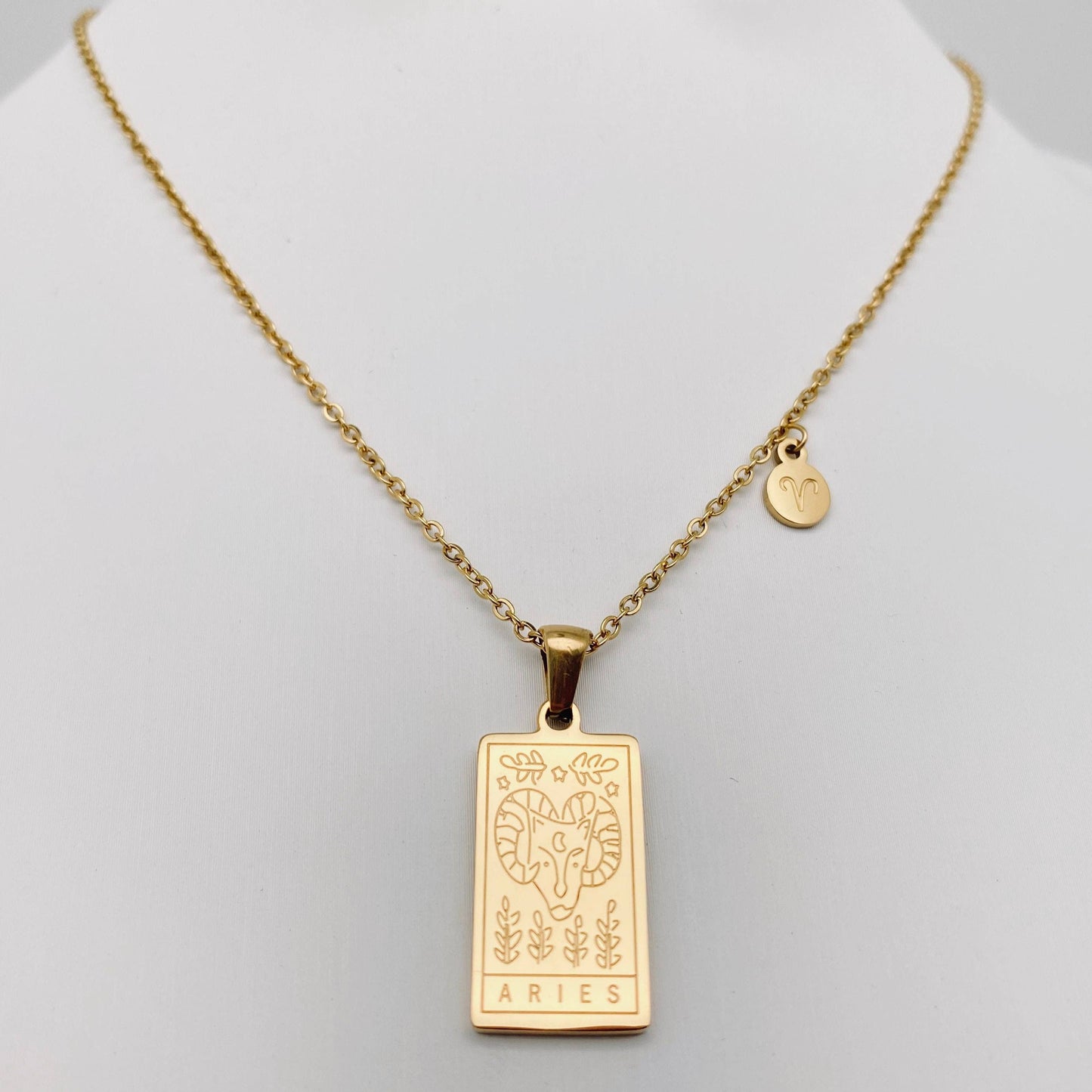 Taurus:Golden Stainless Steel 12 Constellation Charm Necklace