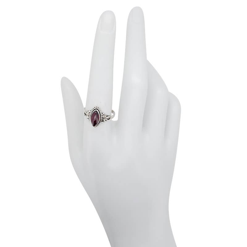 Garnet Sterling Silver Ring: 7