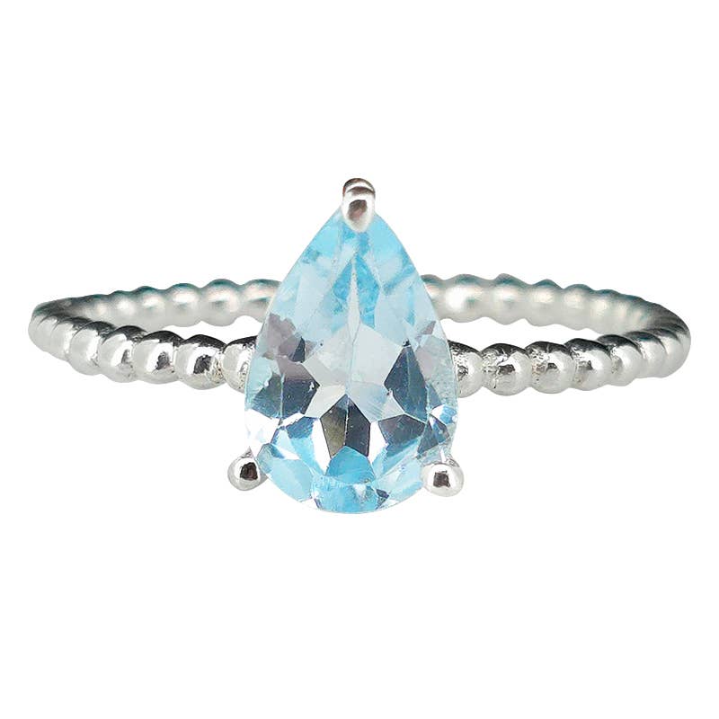Faceted Blue Topaz Ring: 7