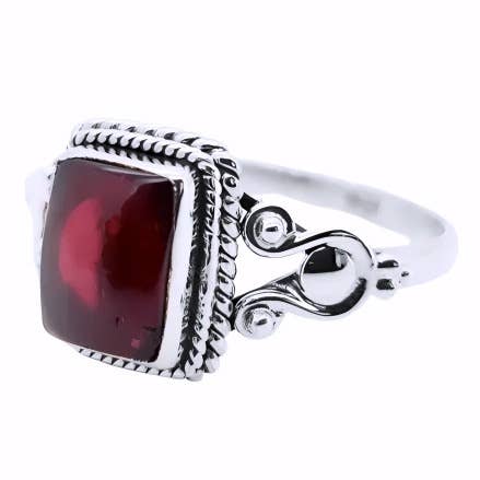 Garnet Sterling Silver Ring: 9