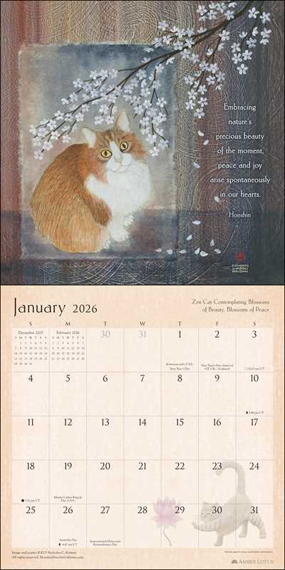 Zen Cat 2026 Wall Calendar by Kirsten-Honshin  Nicholas: Calendar; 24 pages / English