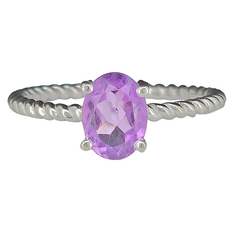 Faceted Oval Amethyst Ring: 7