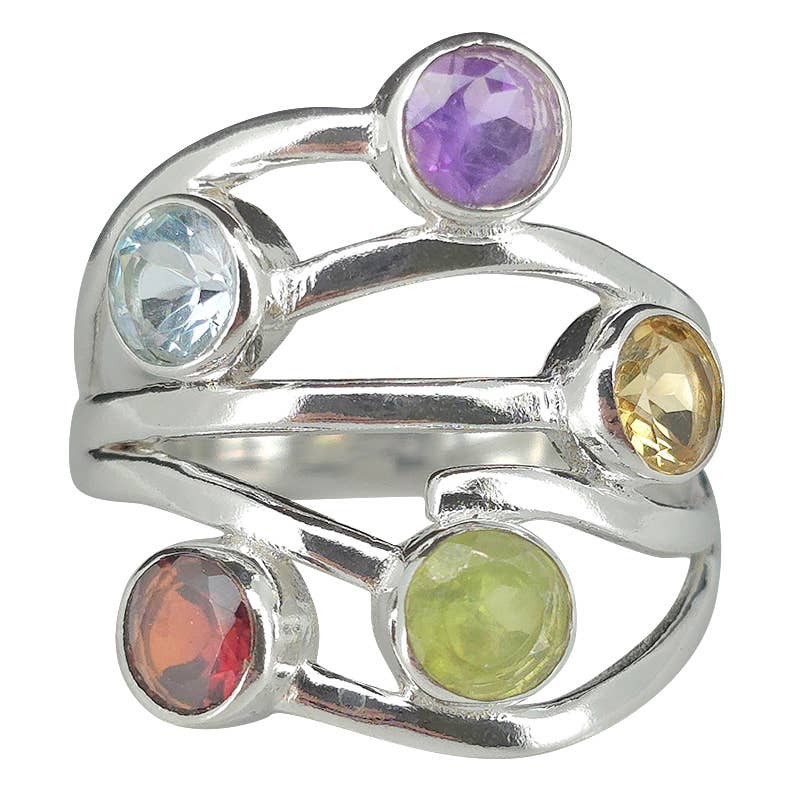 Faceted Multi Gemstone Ring: 8