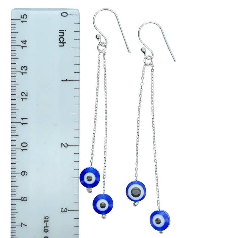 Evil Eye Glass Dangle Earrings