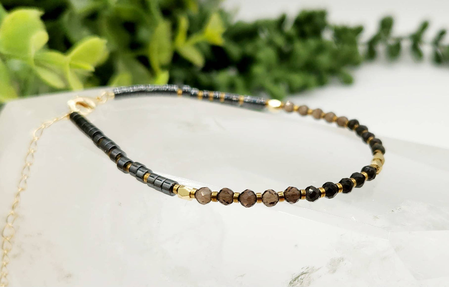 Obsidian/Smoky Quartz/Hematite Bracelet