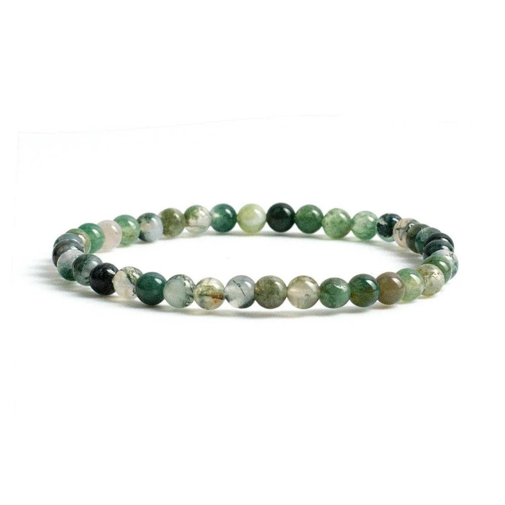 Moss Agate -Crystal Bracelet - 4mm