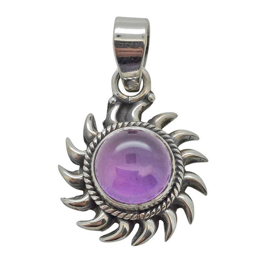 Amethyst Sterling Silver Sun Pendant
