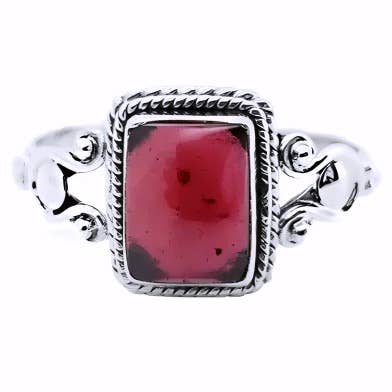 Garnet Sterling Silver Ring: 9