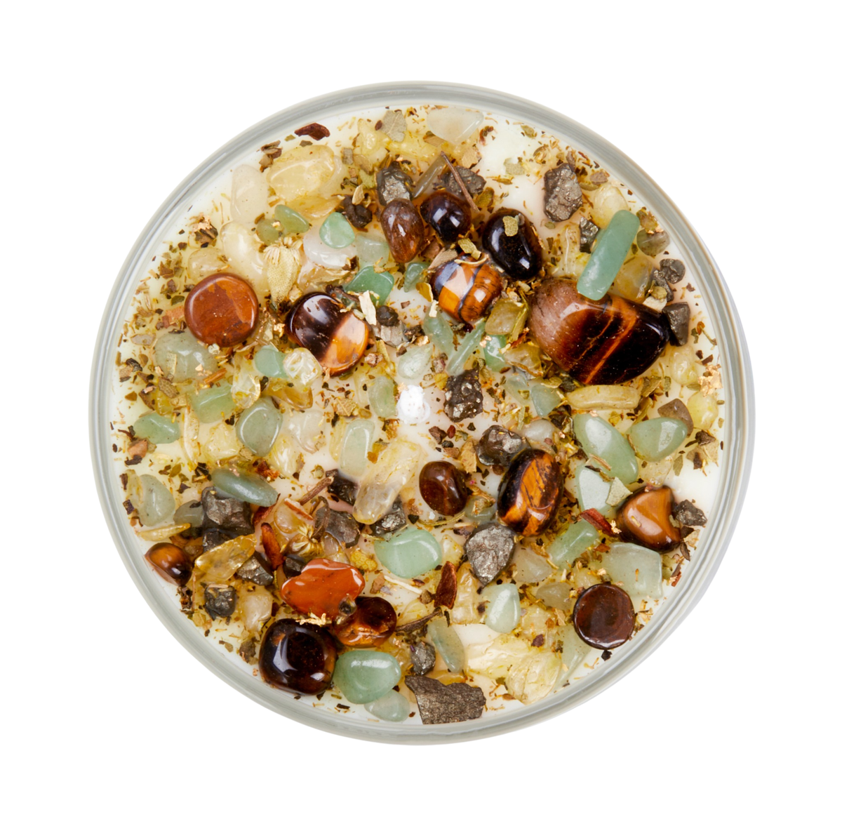 Prosperity Candle - Soy Candles - Herb & Crystal Candle: 8oz Round Tin