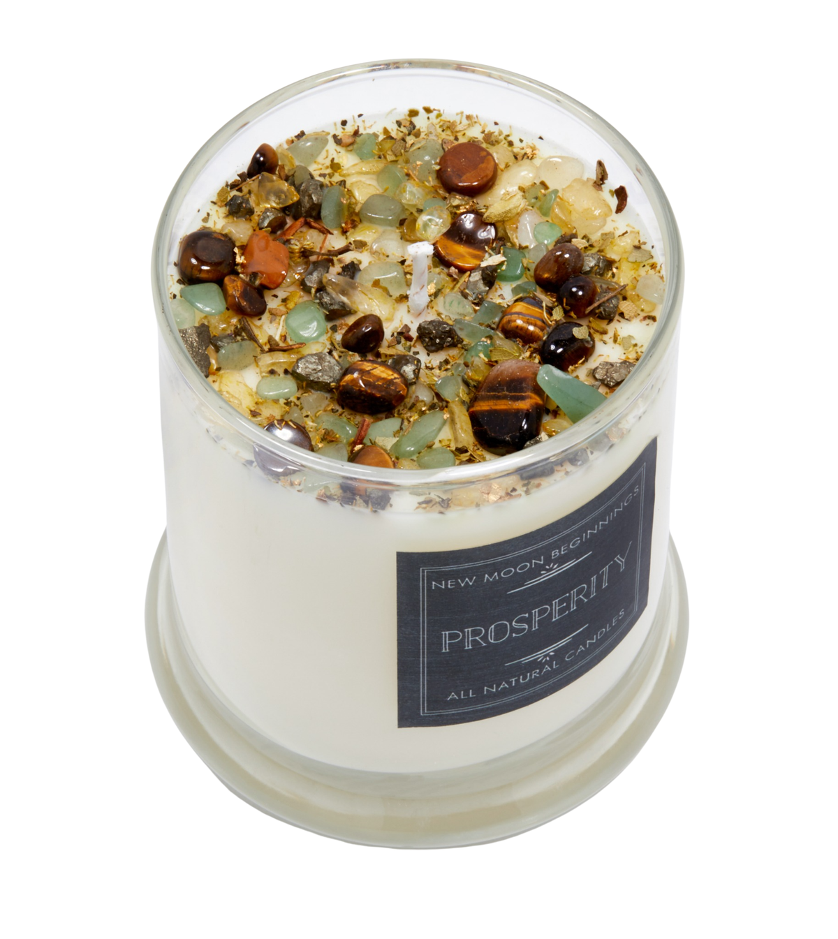 Prosperity Candle - Soy Candles - Herb & Crystal Candle: 8oz Round Tin